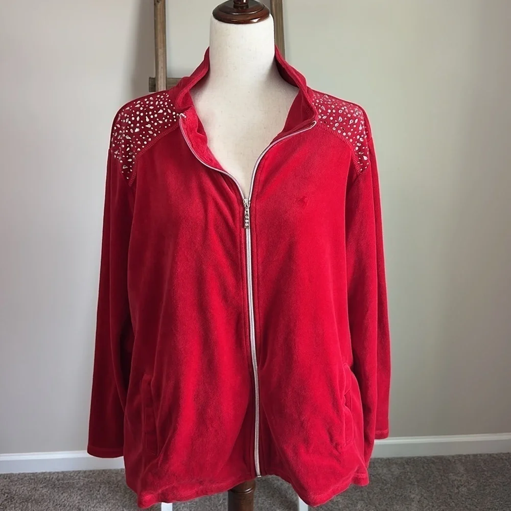 Bundle of Two Onque Casual Zip Up Tops Animal Print and Red Size 2X in GUC - Picture 13 of 17